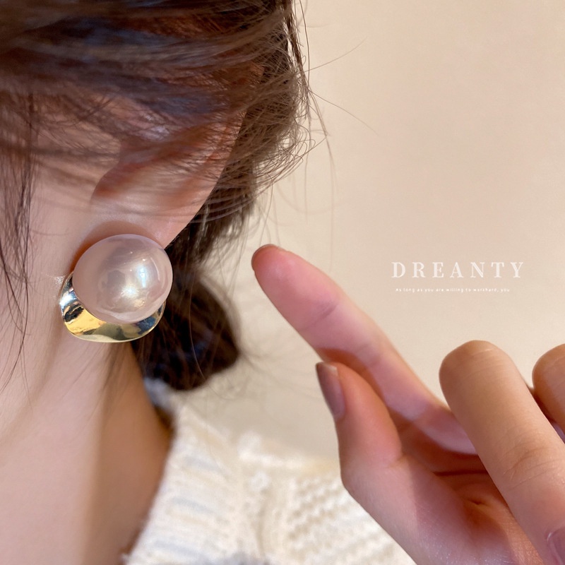 Khuyên Tai Bạc Hình Tròn Xoắn Đính Ngọc Trai Phong Cách Âu Mỹ Cá Tính Kiểu Mới