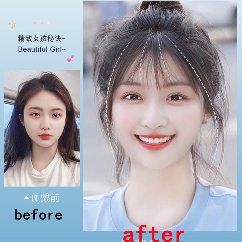 Tóc Giả Mái Ngang Tàng Hình Mái Ngố Tự Nhiên Cho Nữ