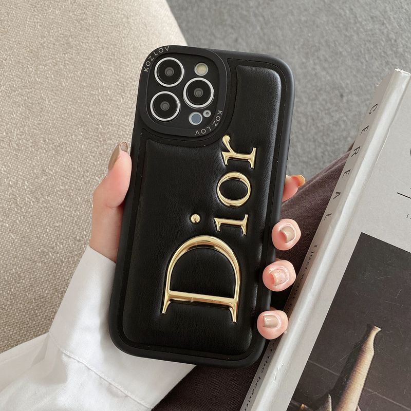 Ốp Điện Thoại Da In LOGO DIOR Sang Trọng Cho iPhone 11 12 13 14 Pro Max 14 Plus