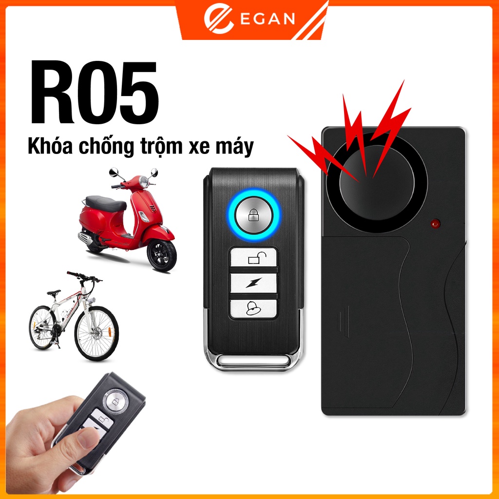 Khóa chống trộm xe máy bộ chống trộm xe máy xe điện thông minh EGAN PR-R05 có tích hợp remote xe máy và tìm xe trong bãi