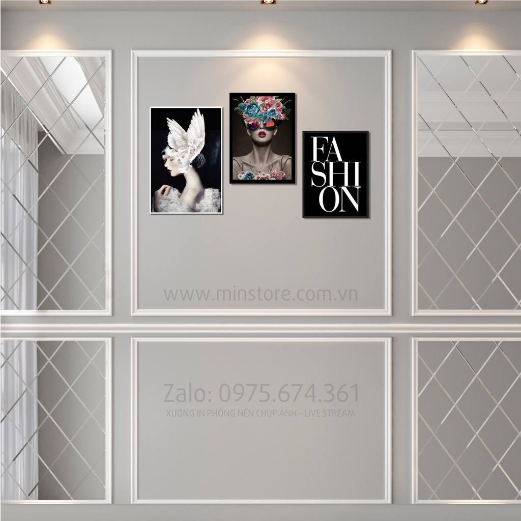 Phông nền dán/ treo tường in tên shop, decor tranh miễn phí