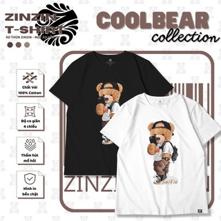 Áo thun form rộng unisex nam nữ hình gấu cool bear, vải 100 phần trăm cotton 4 chiều (mẫu số 1).