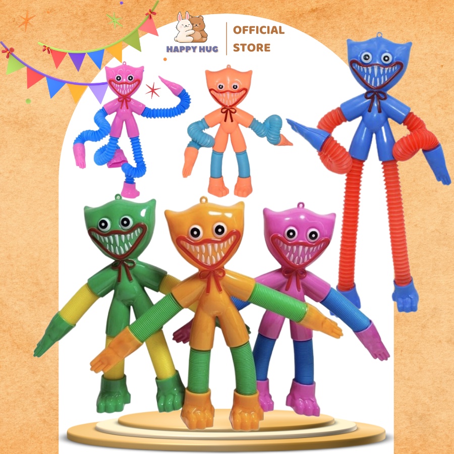 Đồ chơi trẻ em Huggy Wuggy Lò Xo có đèn vui nhộn, nhân vật game Poppy Playtime - Happy Hug