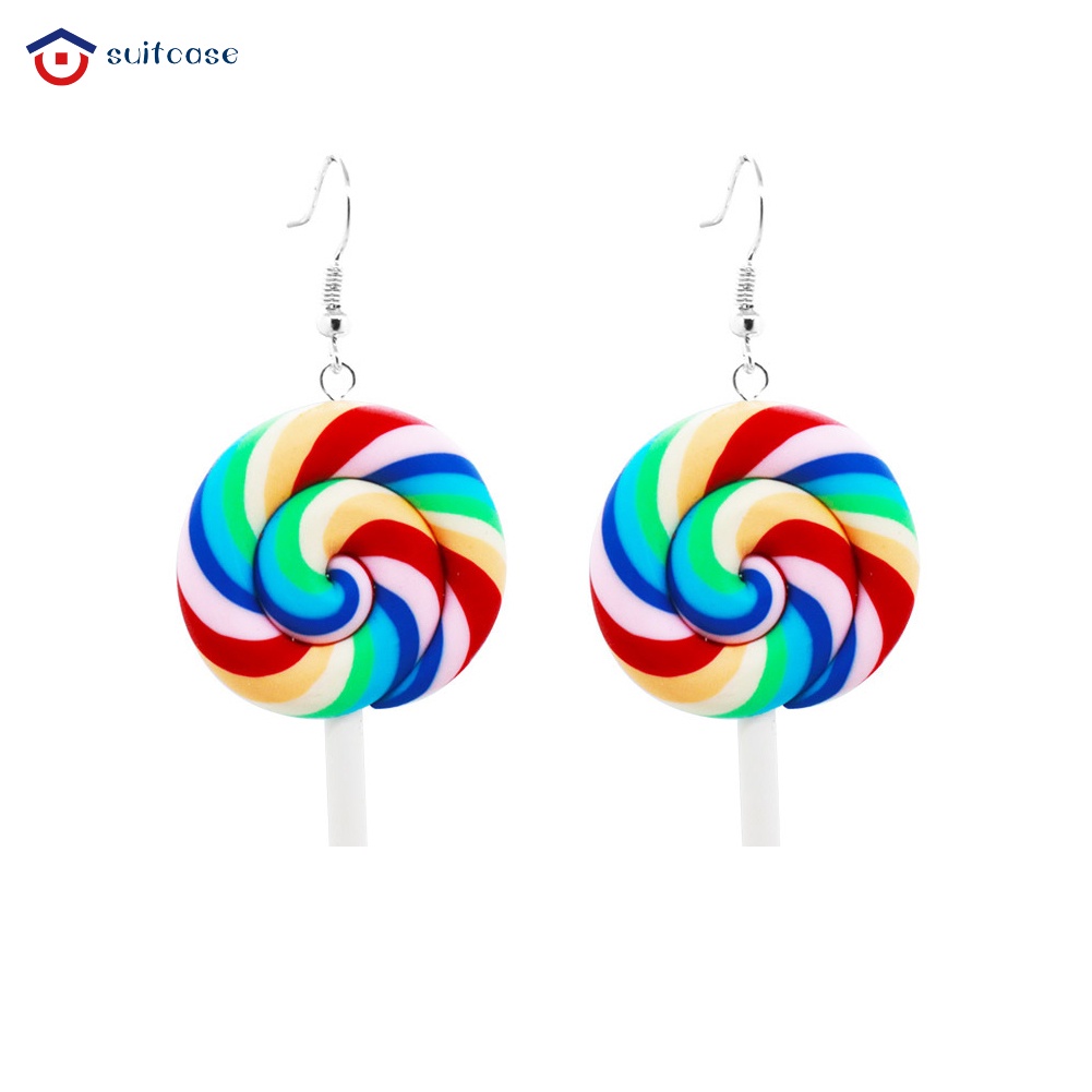 Bông Tai Hình Kẹo Mút Màu Sắc Cầu Vồng Xinh Xắn Thời Trang Cho Nữ