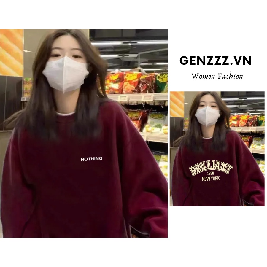 Áo sweater dáng rộng, dày dặn, màu đỏ rượu, phong cách Hàn Quốc, Ulzzang, giúp các nàng nổi vật dịp Noel này