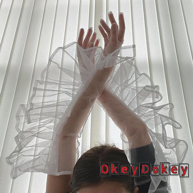 Găng Tay Lưới Ren Màu Trơn Độ Co Giãn Cao Thanh Lịch