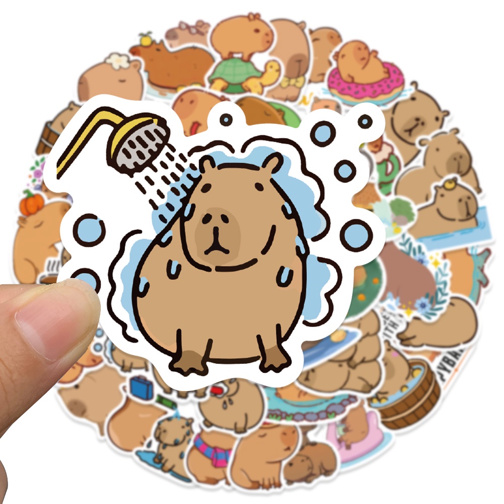 Bộ 50 Miếng Dán Capybara Dễ Thương Trang Trí Sổ Tay Ghi Ta / Sổ Tay / Nhật Ký / Quà Tặng Sinh Nhật Cho Bé Trai / Bé Gái