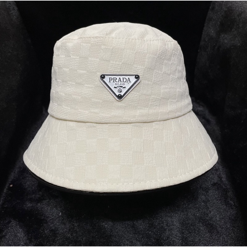 Muc bucket kaki xốp dập caro logo tam giác - Mũ vành cụp nam nữ