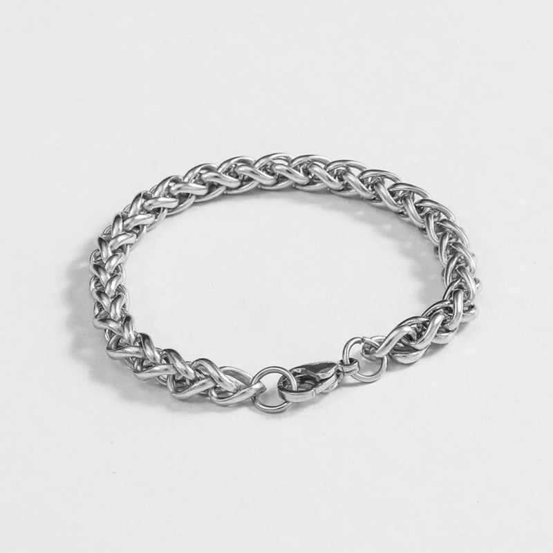 Vòng tay Stainless Steel KHÔNG GỈ Keel chain sợi Xích Xoắn dày 7MM - Lắc tay thép titan nam sợi bông dừa