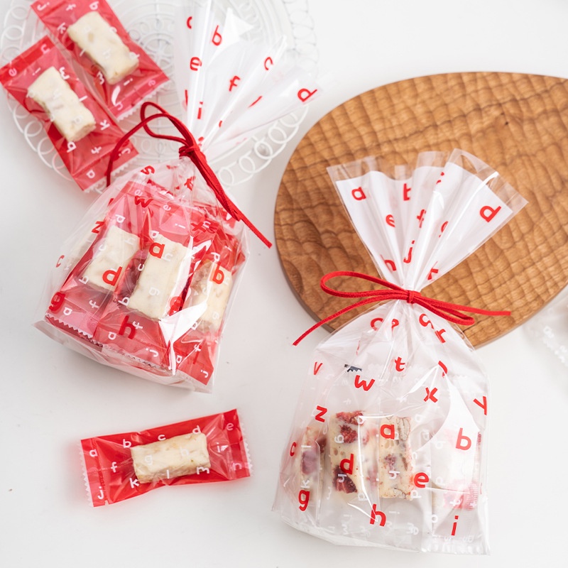 TÚI KẸO NOUGAT HOẠ TIẾT ALPHABET - SET 100 TÚI