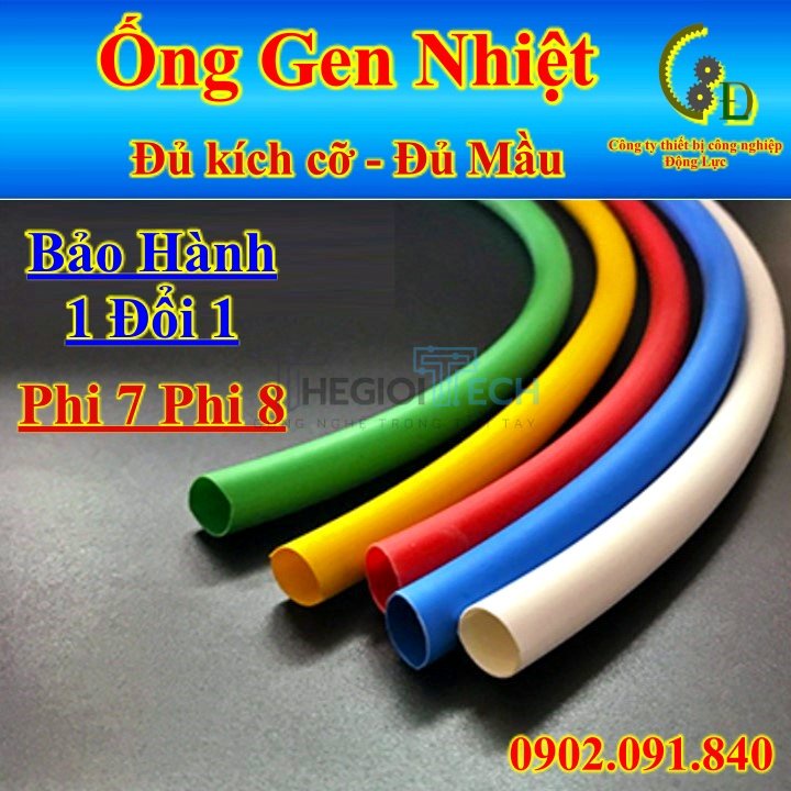 [1mét] Ống gen co nhiệt bọc cách điện đủ loại, dây ren sun nhiệt bọc đầu cos màu đỏ vàng đen - 7mm - Vàng