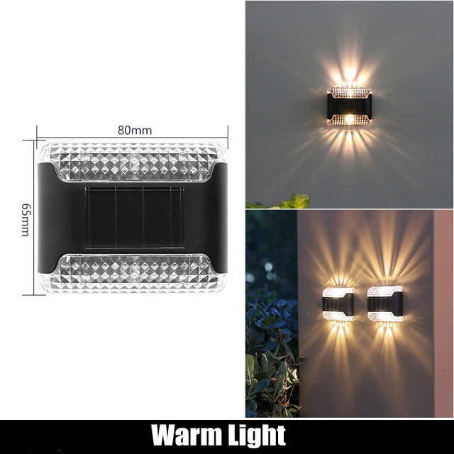 Bộ 2 Đèn Led Năng Lượng Mặt Trời Chống Thấm Nước Trang Trí Hàng Rào Cầu Thang Ngoài Trời