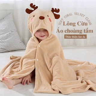 Khăn tắm cho bé áo choàng tắm lông cừu cao cấp có mũ