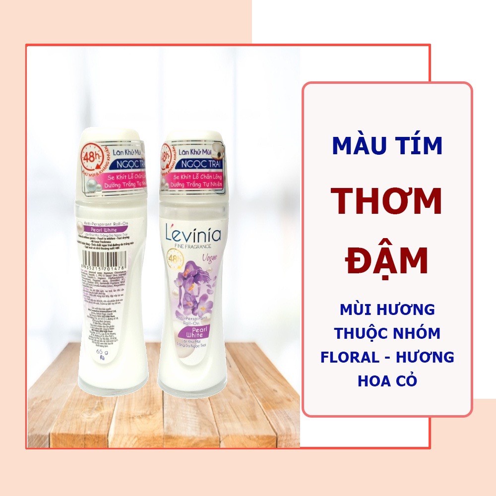 Lăn khử mùi lăn nách Levinia trắng da ngừa thâm không gây vàng ố áo 65g