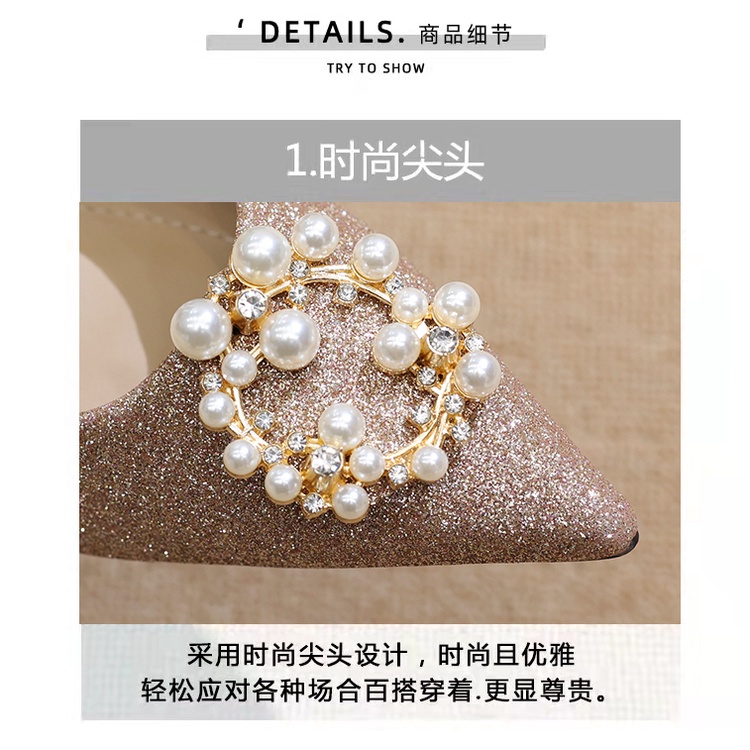 Giày Búp Bê Đế Mềm Mũi Nhọn Đính Đá Trang Trí Lấp Lánh Thời Trang 2022 Cho Nữ Size 32-46