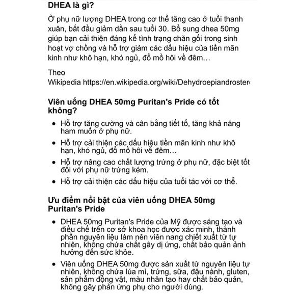 Bổ sung cho BN có AMH thấp DHEA 50m.g