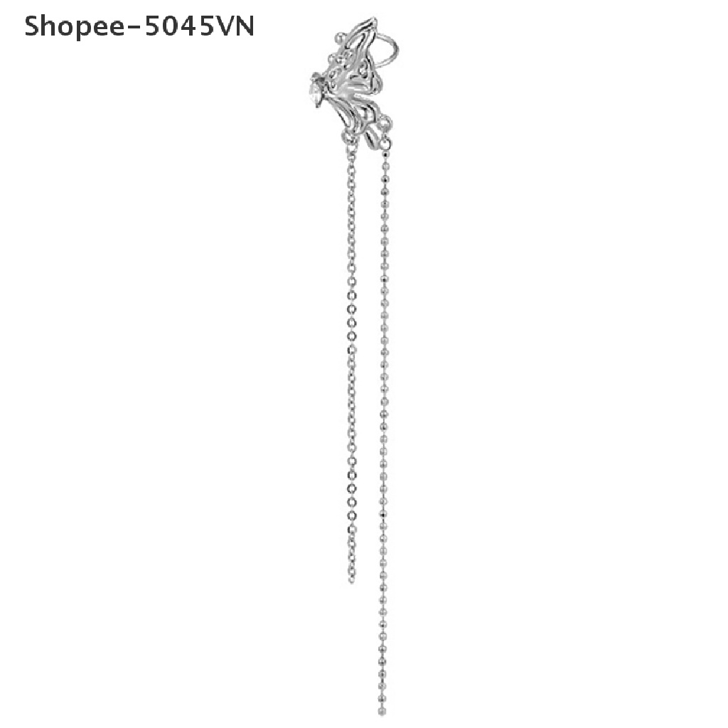 [Hàng Có Sẵn] Bông Tai Dạng Kẹp Hình Bướm Dài Tua Rua Thanh Lịch Thời Trang Hàn Quốc Cho Nữ (H)