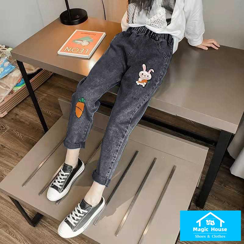 Quần Jean Dài Dáng Rộng Phong Cách Thời Trang Mới 2022 Cho Bé Gái
