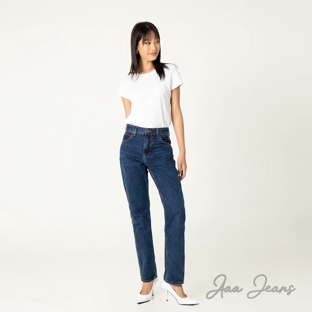 Quần jean ống đứng nữ Aaa Jeans Xanh Midnight