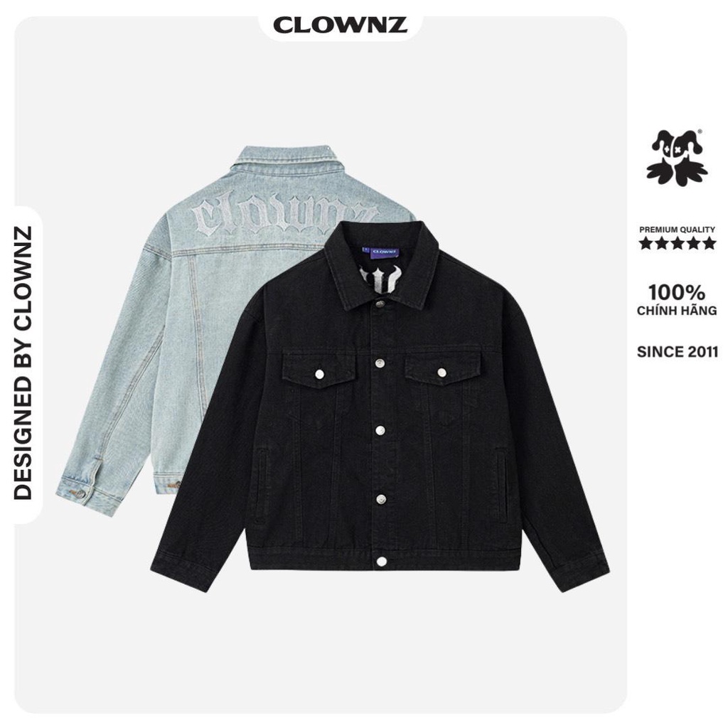 Áo khoác jean Denim Jacket ClownZ vải bò unisex nam nữ form crop rộng, nam nữ thời trang