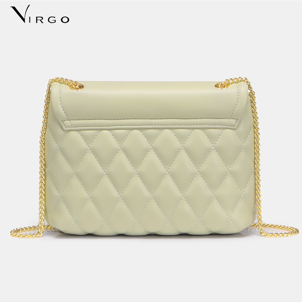 Túi xách nữ đeo chéo đeo vai túi xách Just Star bag dự tiệc ô trám nắp gập túi nữa cao cấp Virgo