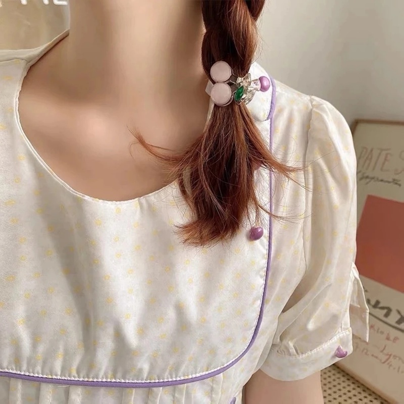 Kẹp Tóc Càng Cua Hình Quả Cherry Bằng Acrylic Màu Đỏ / Hồng Dễ Thương Dành Cho Nữ