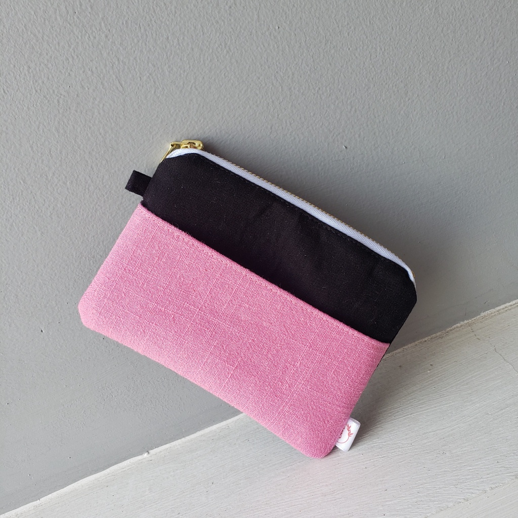 Ví Nữ Mini Handmade Vải Linen Phối Màu Phong Cách Hàn Quốc