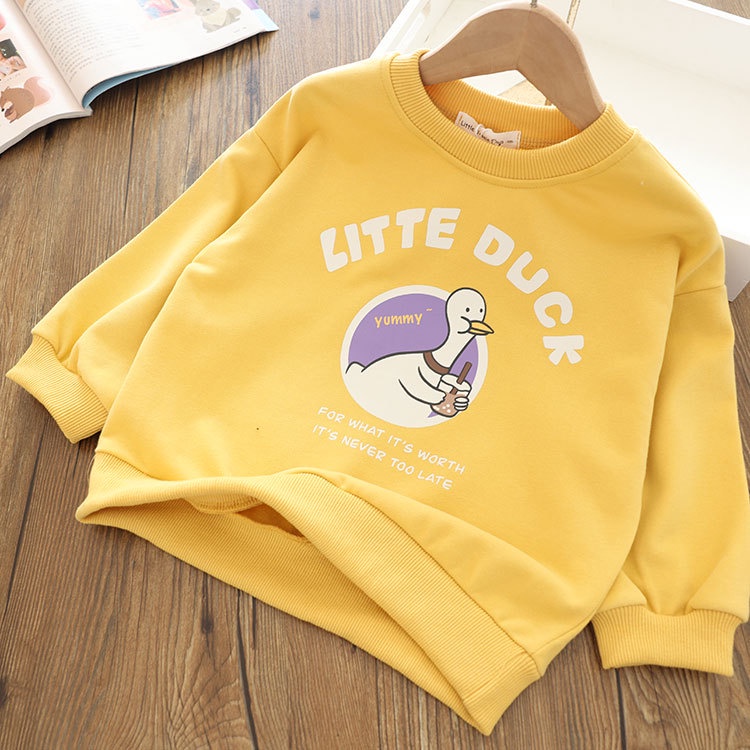 Áo sweater Cổ Tròn Họa Tiết Hoạt Hình Xinh Xắn Theo Phong Cách Xuân Thu Dành Cho Bé