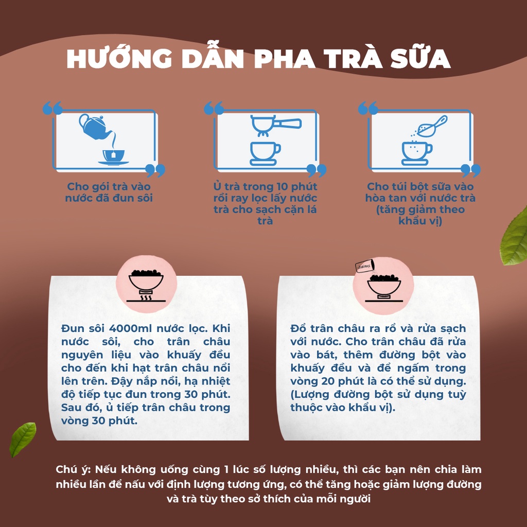 Set trà sữa POZAA tự pha vị socola thơm ngon đậm đà dễ làm thành phẩm 20 ly