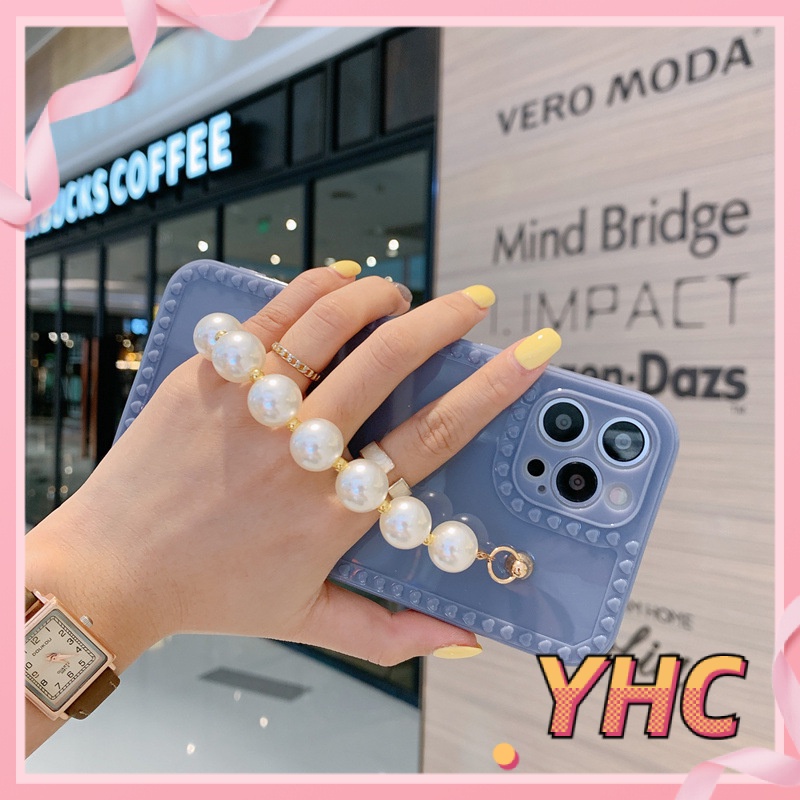 Ốp Điện Thoại TPU Màu Trơn Có Dây Đeo Chuỗi Hạt Cho iPhone 6s 6splus 7 7plus 8 8plus X XS XSMAX 11 12 Pro Max Plus Promax-020