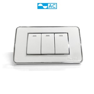 Mặt công tắc ba Rival AC AR3S viền bạc (đã bao gồm hạt công tắc)
