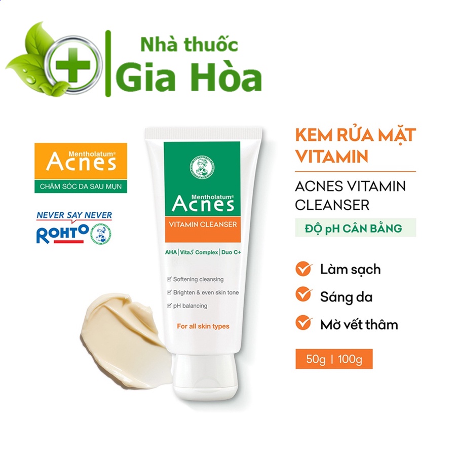 Kem rửa mặt vitamin Acnes Cleanser làm sạch, phục hồi da sau mụn, da sáng khỏe, mịn màng, mờ sẹo, giảm nhanh thâm mụn