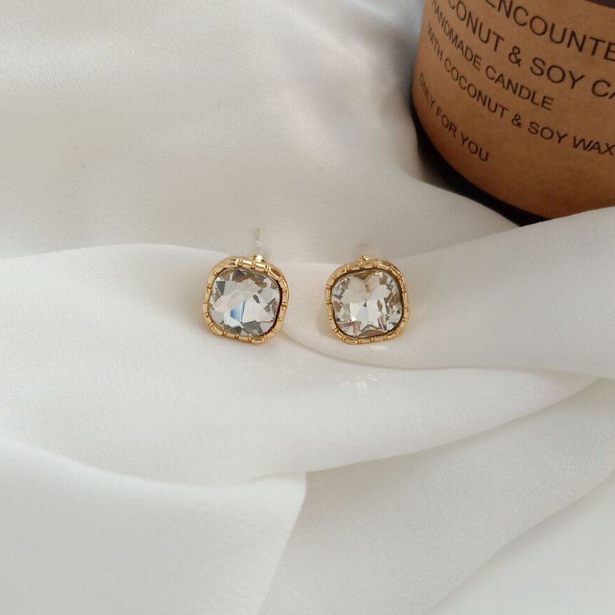 Bông Tai Mạ Bạc 925 Đính Pha Lê Đơn Giản Thanh Lịch