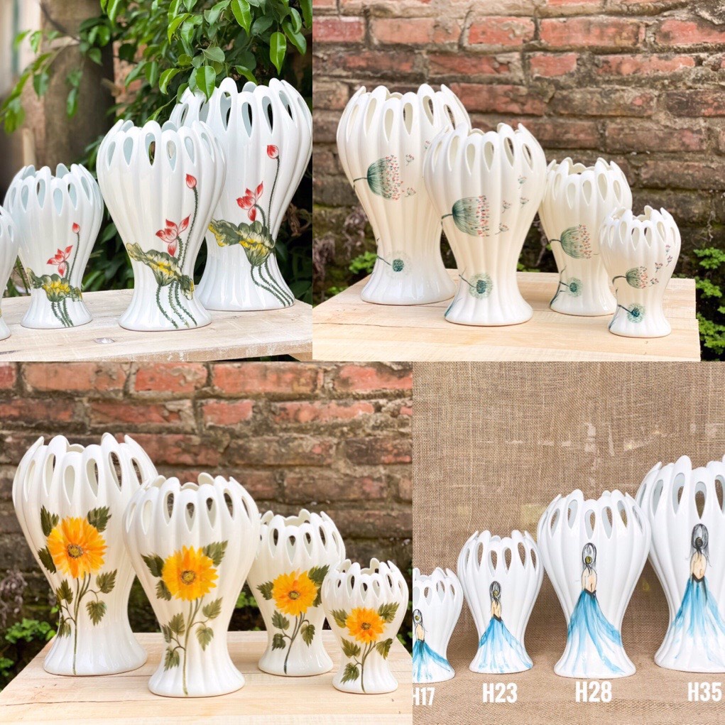 Lọ cắm hoa Bát Tràng trang trí dáng bàn tay Phật nhiều kiểu dáng cao thấp 23cm đến 35cm