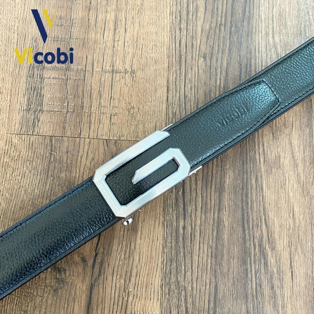 Thắt lưng Nam Da Bò chữ G khóa tự động Vicobi GBV , Dây lưng 3,5cm mặt khóa BẠC hợp kim, made in VietNam *