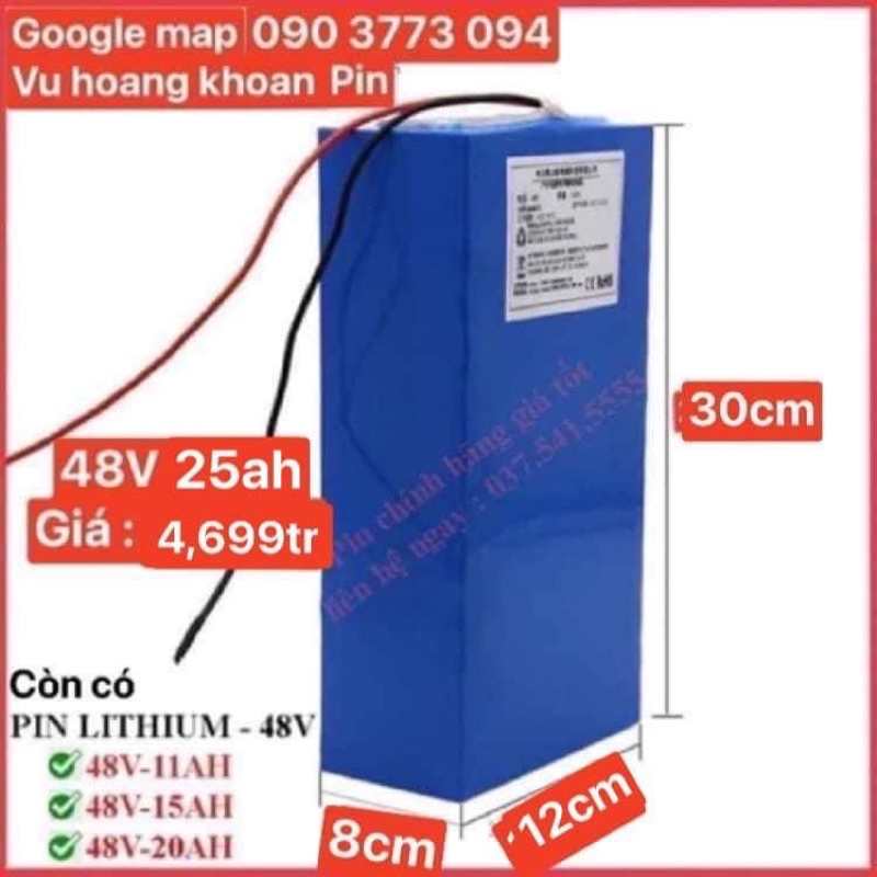 Pin Lithium cho xe điện 48V, 4 bình ácquy, Pin xe điện