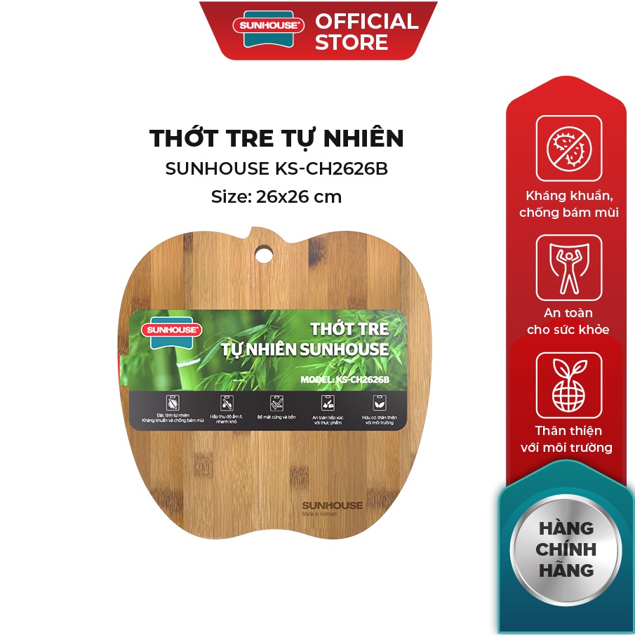 Thớt tre tự nhiên SUNHOUSE KS-CH2626B