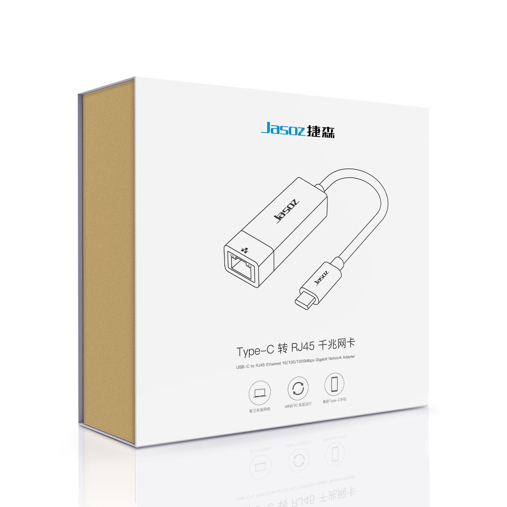 Bộ Chuyển Đổi Mạng USB Type-C Sang RJ45 Gigabit LAN JASOZ F107 - Hàng chính hãng - Bảo hành 18 tháng.