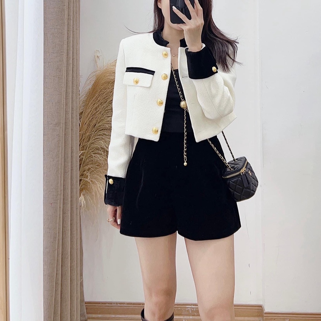 Áo dạ 2lớp crotop pha tay cổ tàu