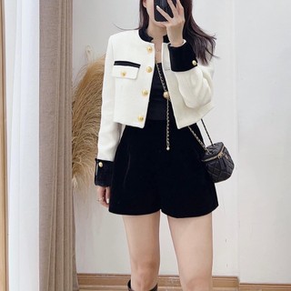Áo dạ 2lớp crotop pha tay cổ tàu