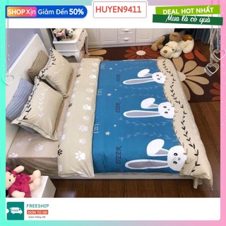 Bộ drap 1.4x2m bộ drap thỏ con màu bạc xỉu+2 vỏ gối ms016
