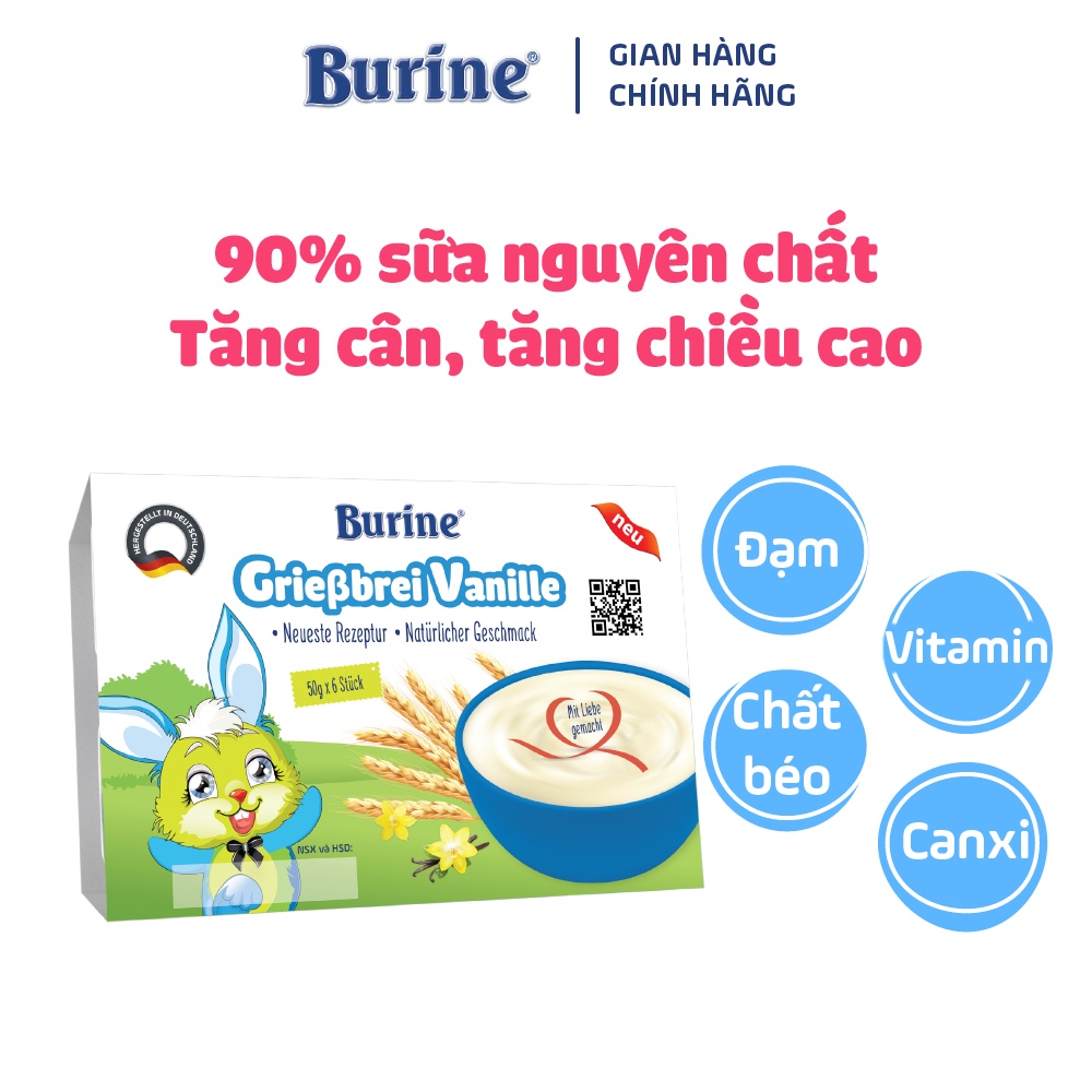 Cháo Sữa Ăn Dặm BURINE Vị Vani Giàu Đạm Thơm Ngon Bổ Sung Năng Lượng Và Vitamin Cho Bé Từ 6 Tháng Tuổi