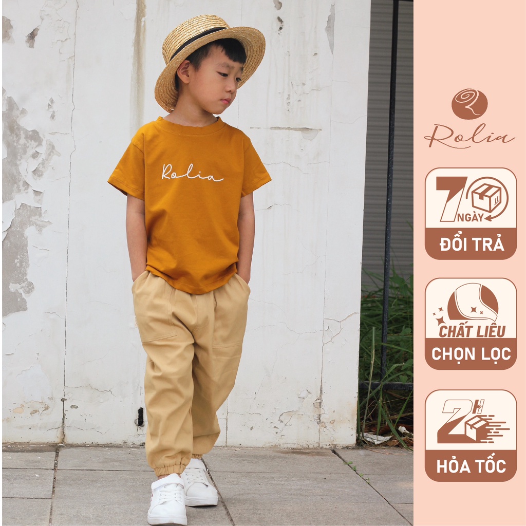 Áo phông in chữ ROLIA Tshirt dành cho bé trai từ 12-30kg AT100