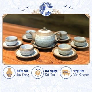 Bộ tách trà gốm hồng sa thanh tao mộc mạc - Gốm sứ Bát Tràng chính hãng