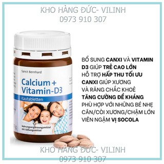 [Bill Đức]Sanct Bernhard Sản phẩm Kẹo ngậm Calcium + vitamin D3 150 viên, date 02/25