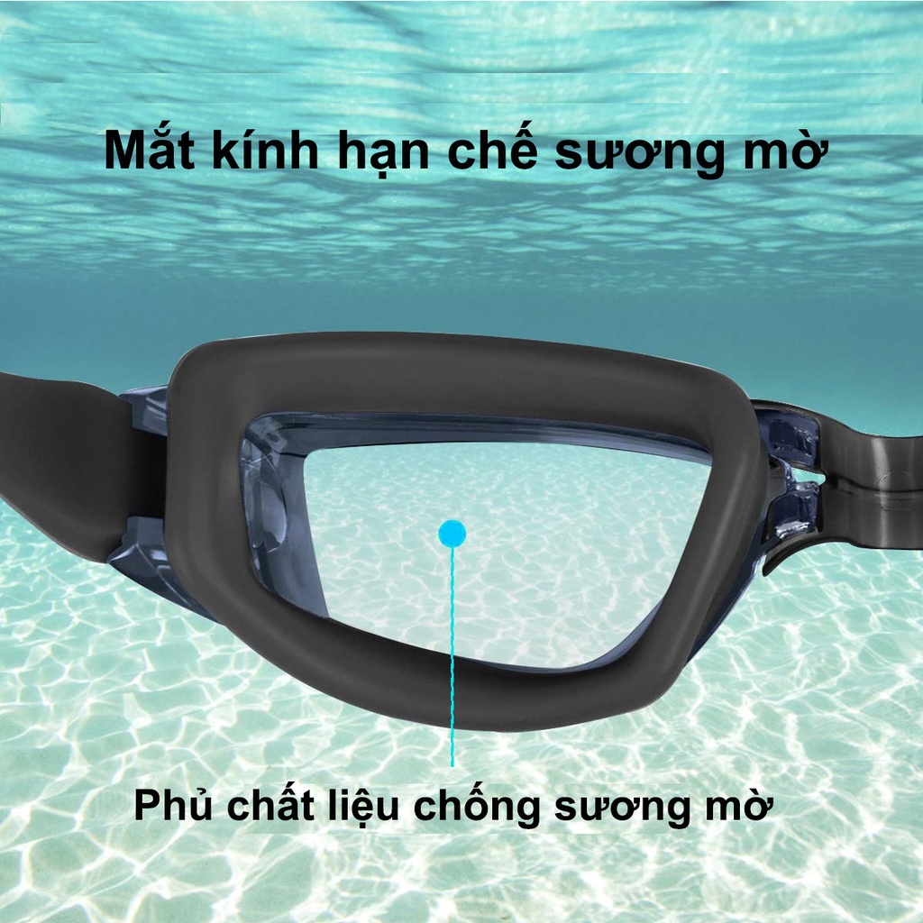 GiGiBomstore Kính bơi ánh kim chống tia UV , chống hấp hơi kiểu dáng thể thao Khóa bấm phía sau dễ dàng đeo và tháo kính