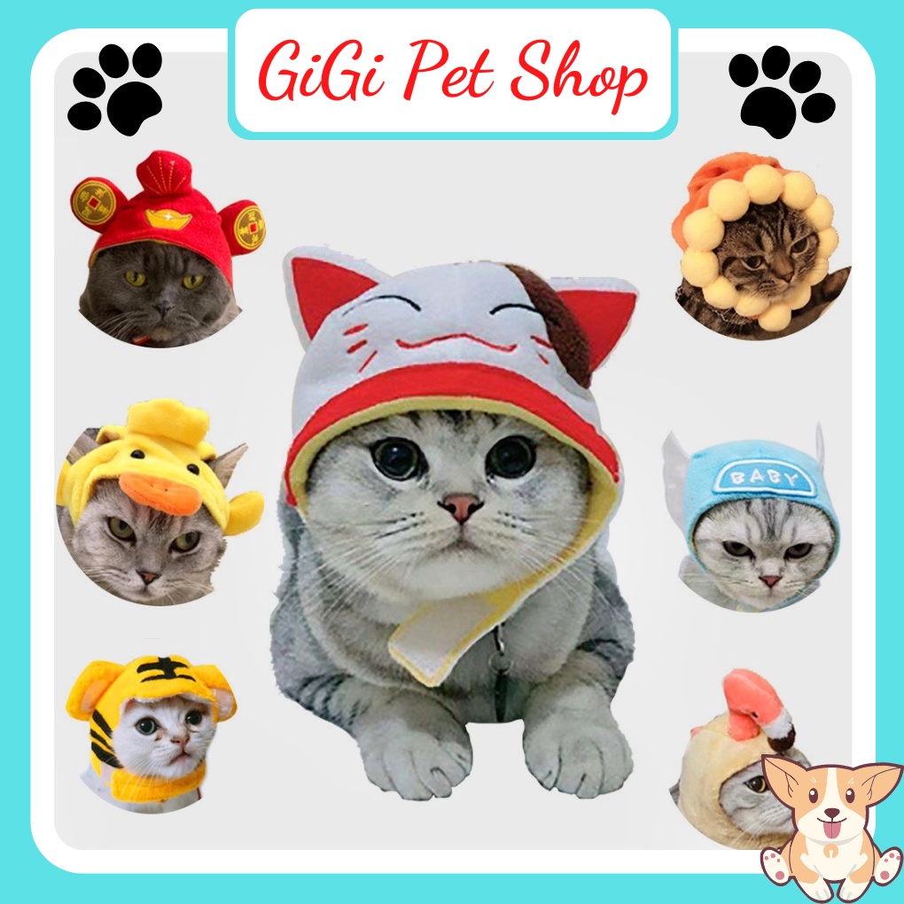 Mũ hình động vật ngỗ nghĩnh cho thú cưng chó mèo dễ thương cute phụ kiện giá rẻ - GiGi Pet Shop