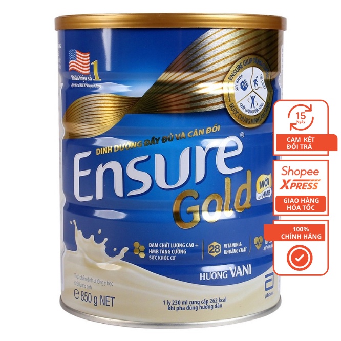 [Date mới- Tặng ly chia vạch ] Sữa Ensure Gold Lon 850g, lon 400g
