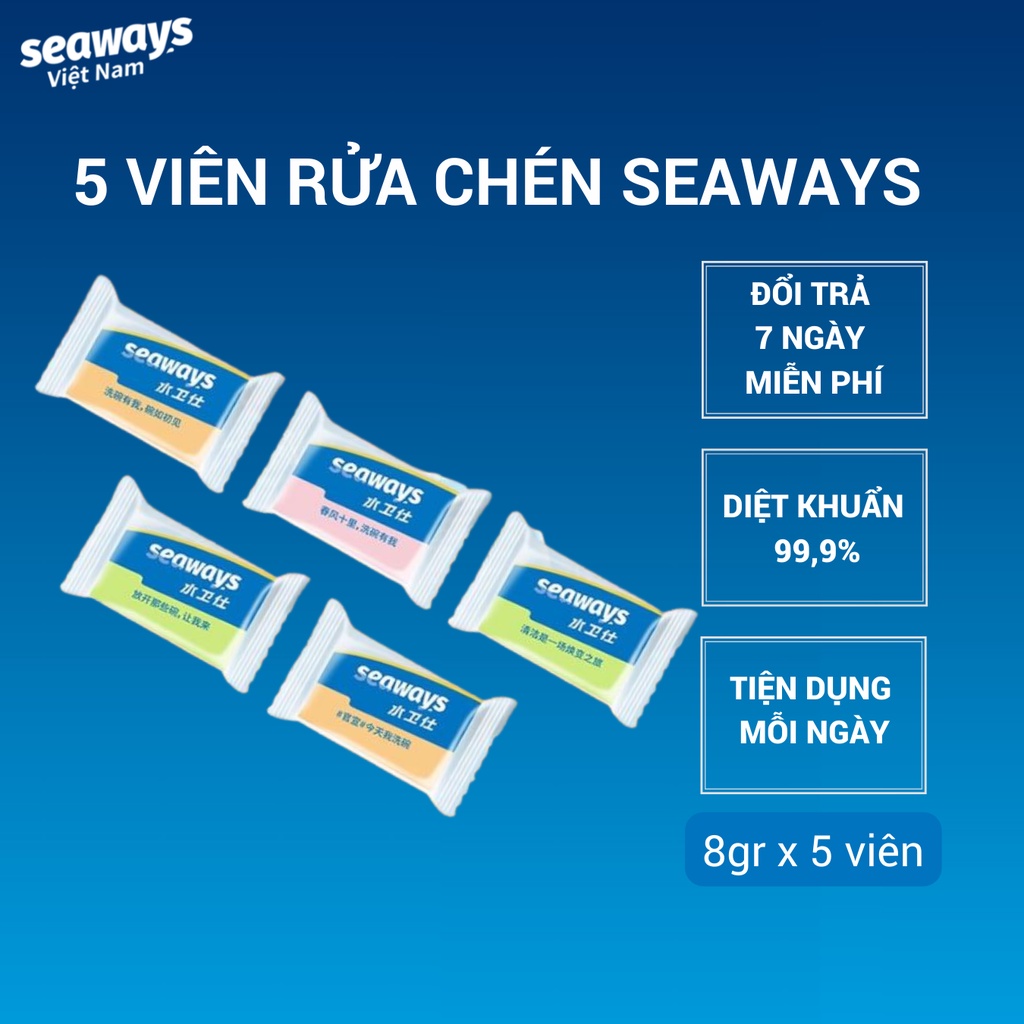 Túi 5 Viên Rửa Chén Bát SEAWAYS -Túi Lẻ Dùng Thử- Dùng Cho Mọi Loại Máy Rửa Chén (Túi 5 viên x 8gr)