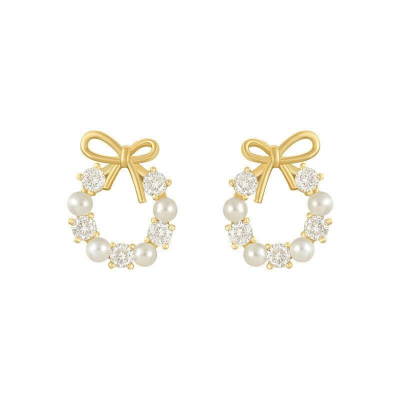 RẺ VÔ ĐỊCH ❤❤❤BÔNG TAI NƠ VÒNG ĐÁ PHONG CÁCH HÀN QUỐC XINH XẮN, BÔNG TAI NGỌC TRAI NƠ CUTE